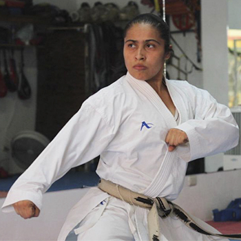 Atleta guatemalteca Cheili González, quien ha destacado por su larga carrera y numerosas medallas en Karate.